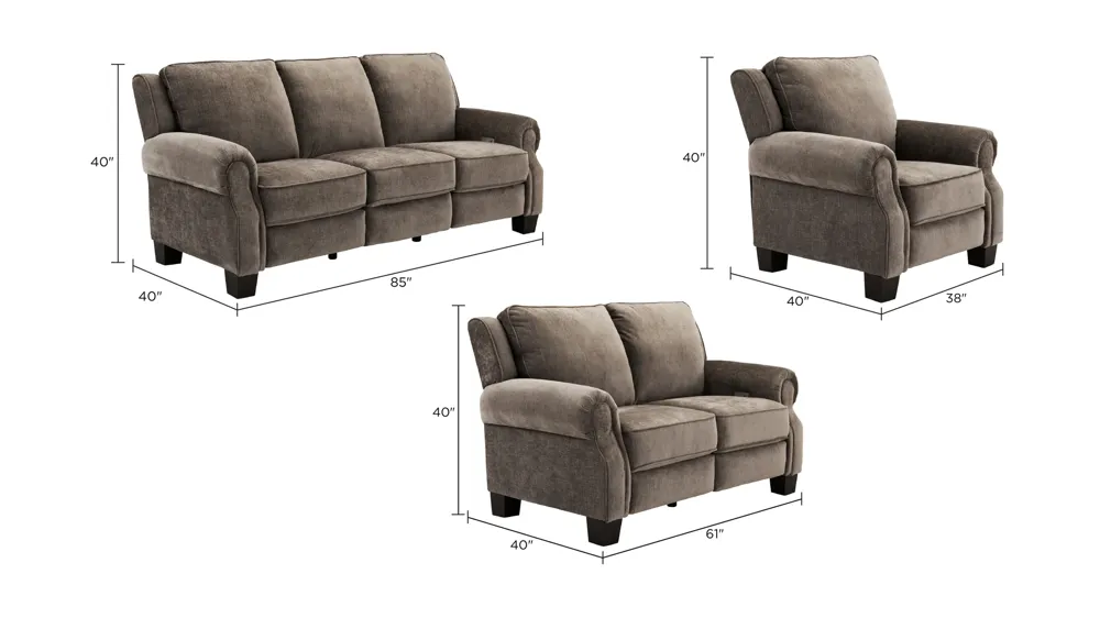 New Garden Dual Power Living Room Set Dimensions