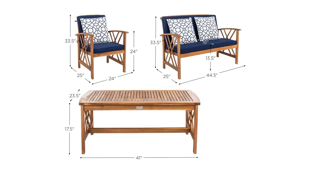 Wrangell 4-pc. Patio Set Dimensions