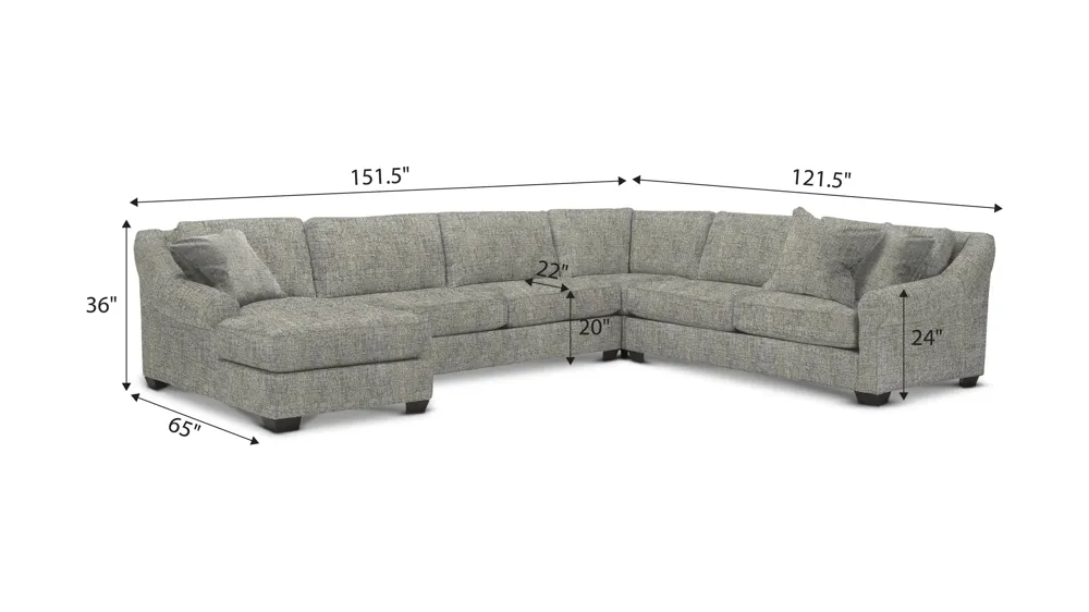 Thatcher 4-pc. Sectional Dimensions