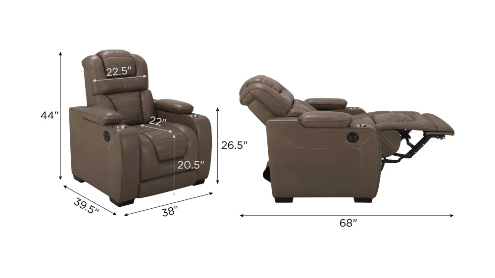 Othello Dual Power Recliner Dimensions