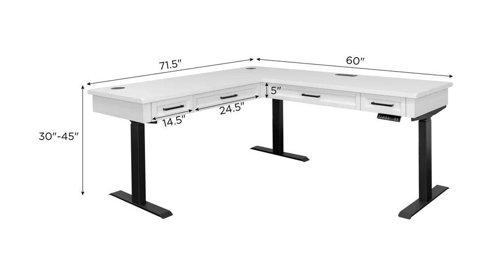 Abby Height Adjustable Office Corner Desk Dimensions