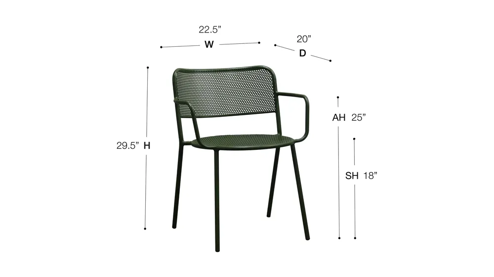 Nansen Outdoor Armchair - Set of 2 Dimensions