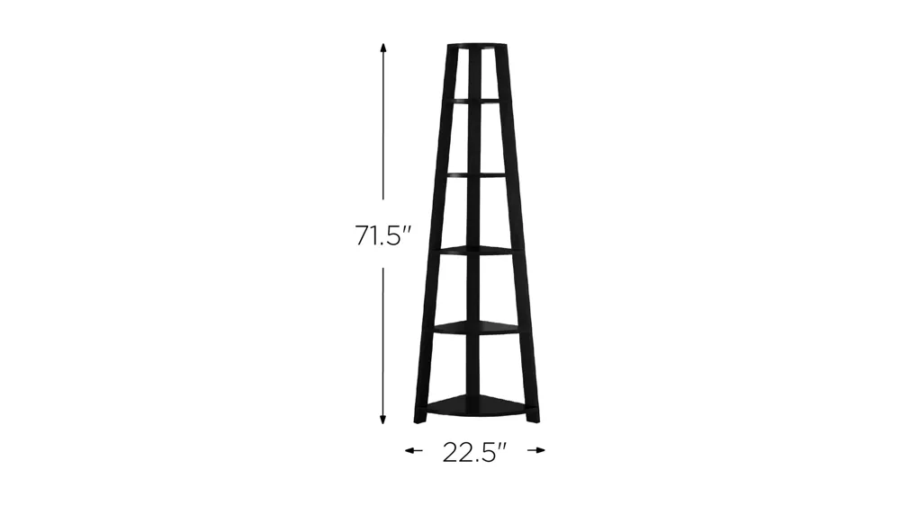Monarch 72" Corner Bookcase Dimensions