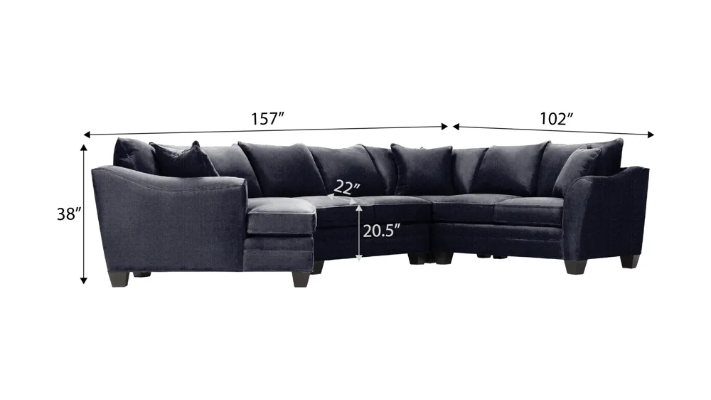 Foresthill 4-pc. Right Hand Cuddler Sectional Sofa Dimensions