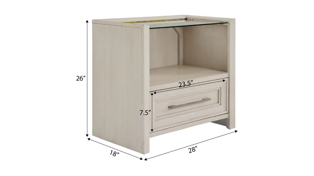 Florence Glass-Top Nightstand Dimensions