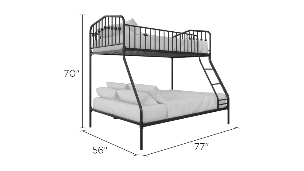 Novogratz Bushwick Twin over Full Bunk Bed Dimensions