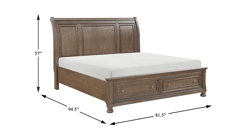 Donegan Sleigh Platform Storage Bed Dimensions
