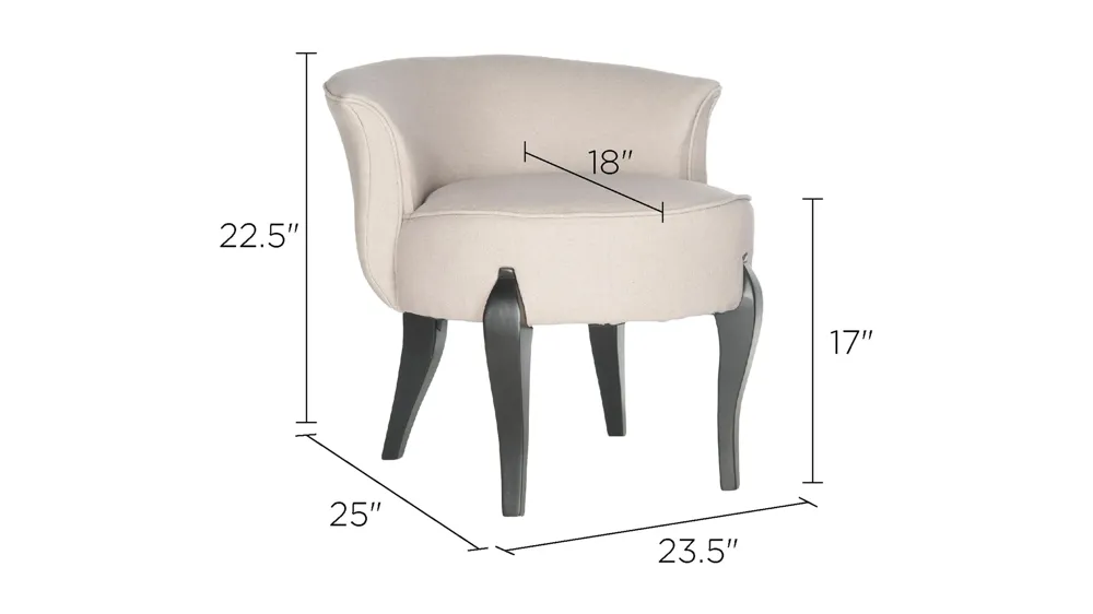 Wrenlow French Leg Linen Vanity Chair Dimensions