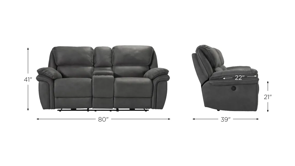 Skye Microfiber Power Reclining Console Loveseat Dimensions