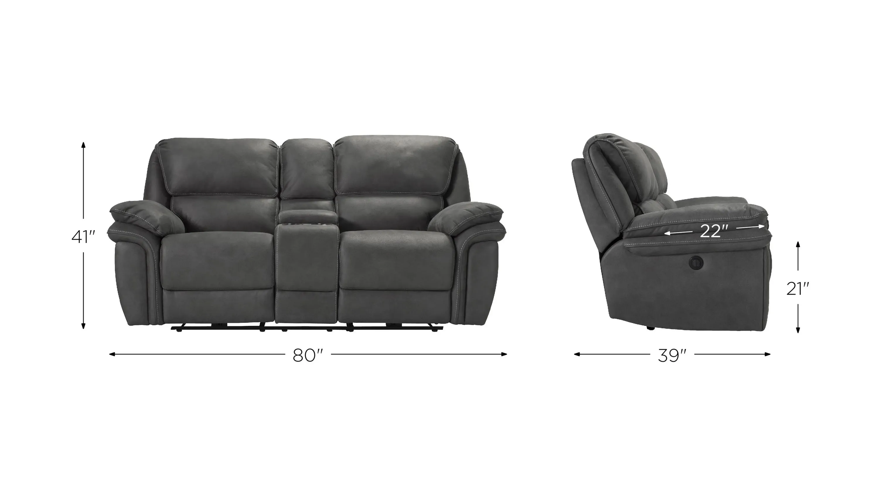 Skye Microfiber Power Reclining Console Loveseat | Raymour & Flanigan