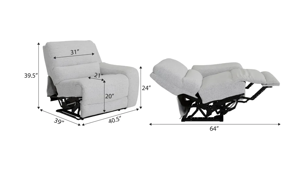Miller Right Arm Facing Manual Recliner Dimensions