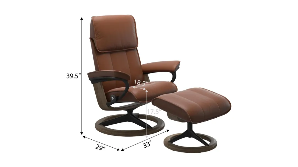 Admiral Medium Signature Chair & Ottoman Dimensions