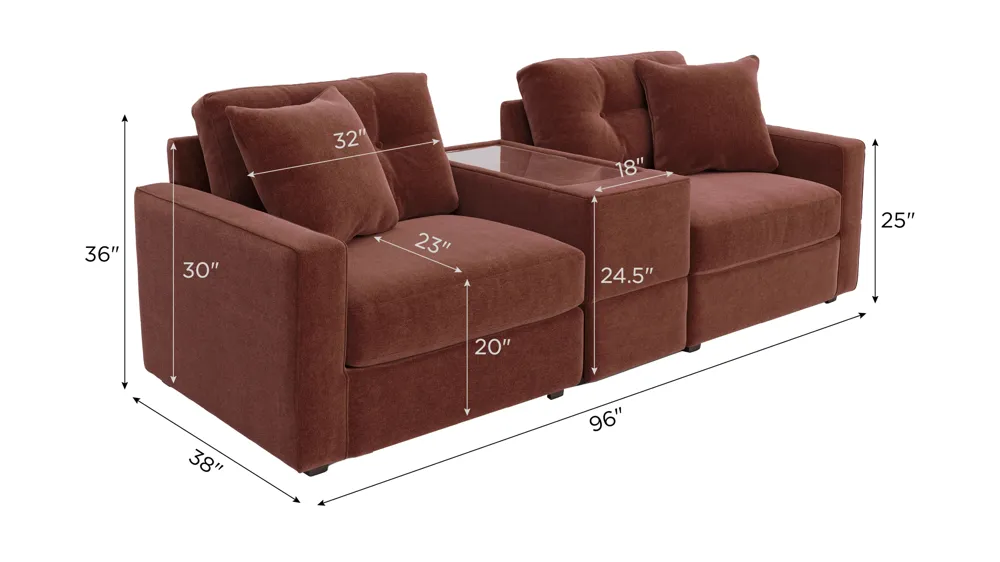 ModularOne 3-pc. Console Loveseat Dimensions