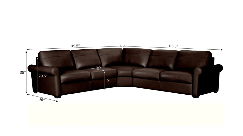 Harley 4-pc. Leather Sectional Dimensions