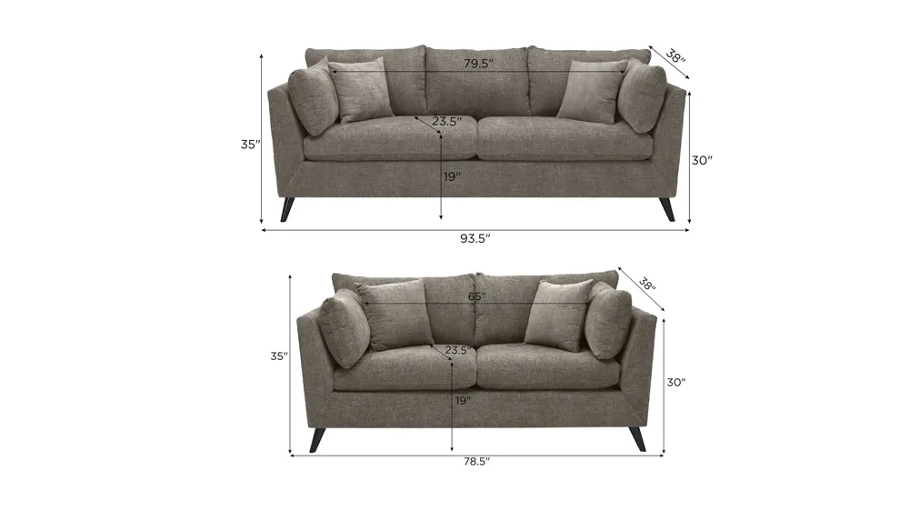 Caruso Living Room Set Dimensions