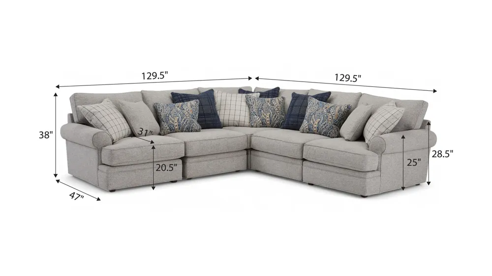 Nelson 5-pc. Sectional Dimensions