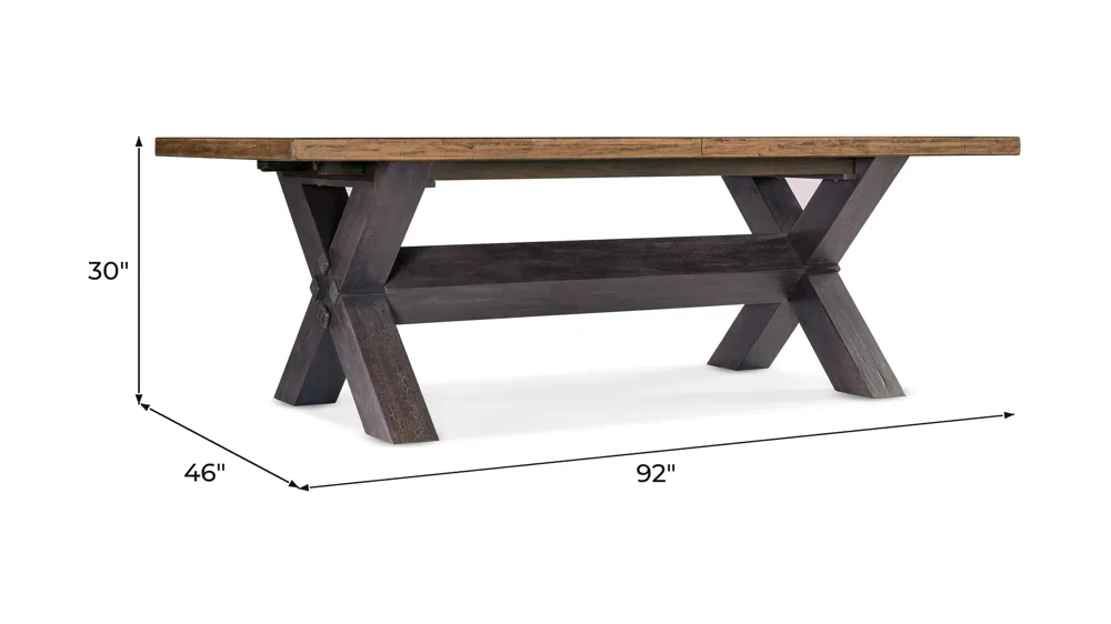 Big Sky Trestle Dining Table w/ Leaves Dimensions