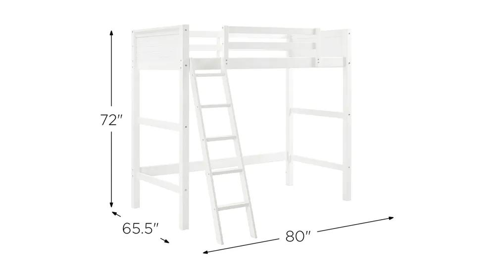 Atwater Living Rollins Kids Wooden Loft Bed with Ladder Dimensions