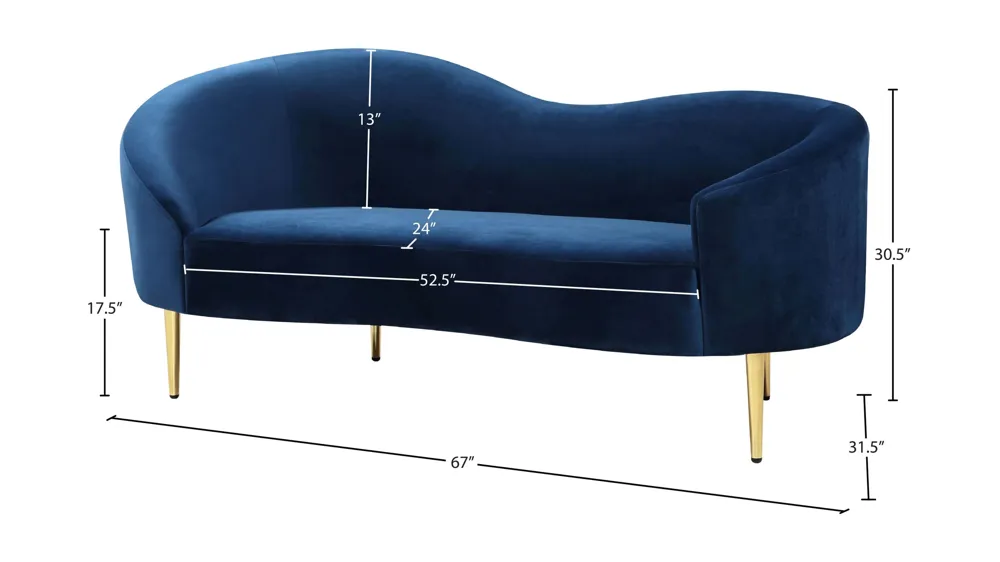 Ritz Velvet Loveseat Dimensions