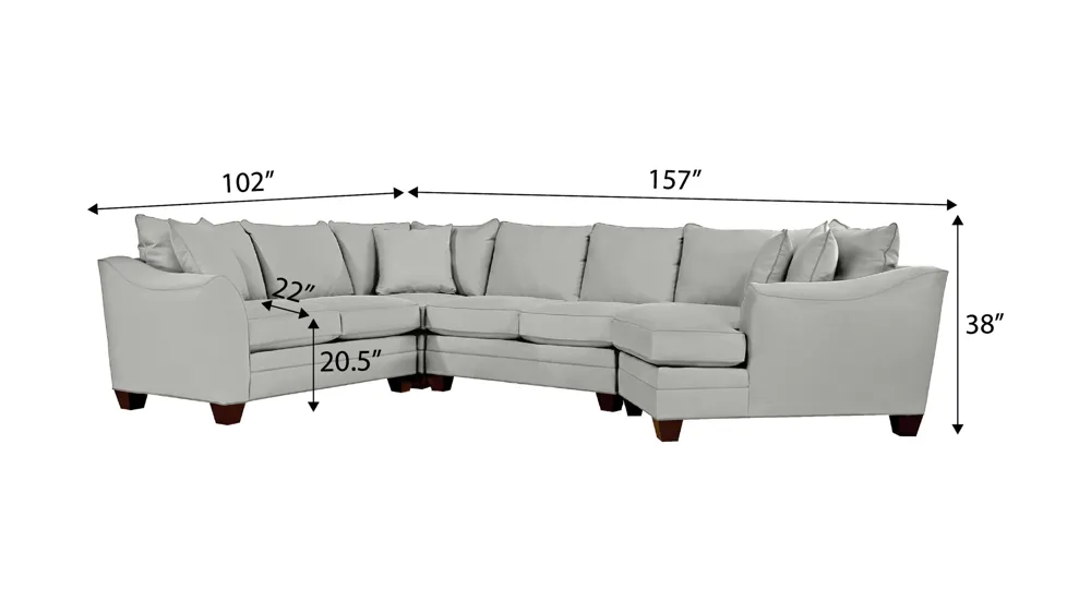Foresthill 4-pc. Right Hand Cuddler Sectional Sofa Dimensions