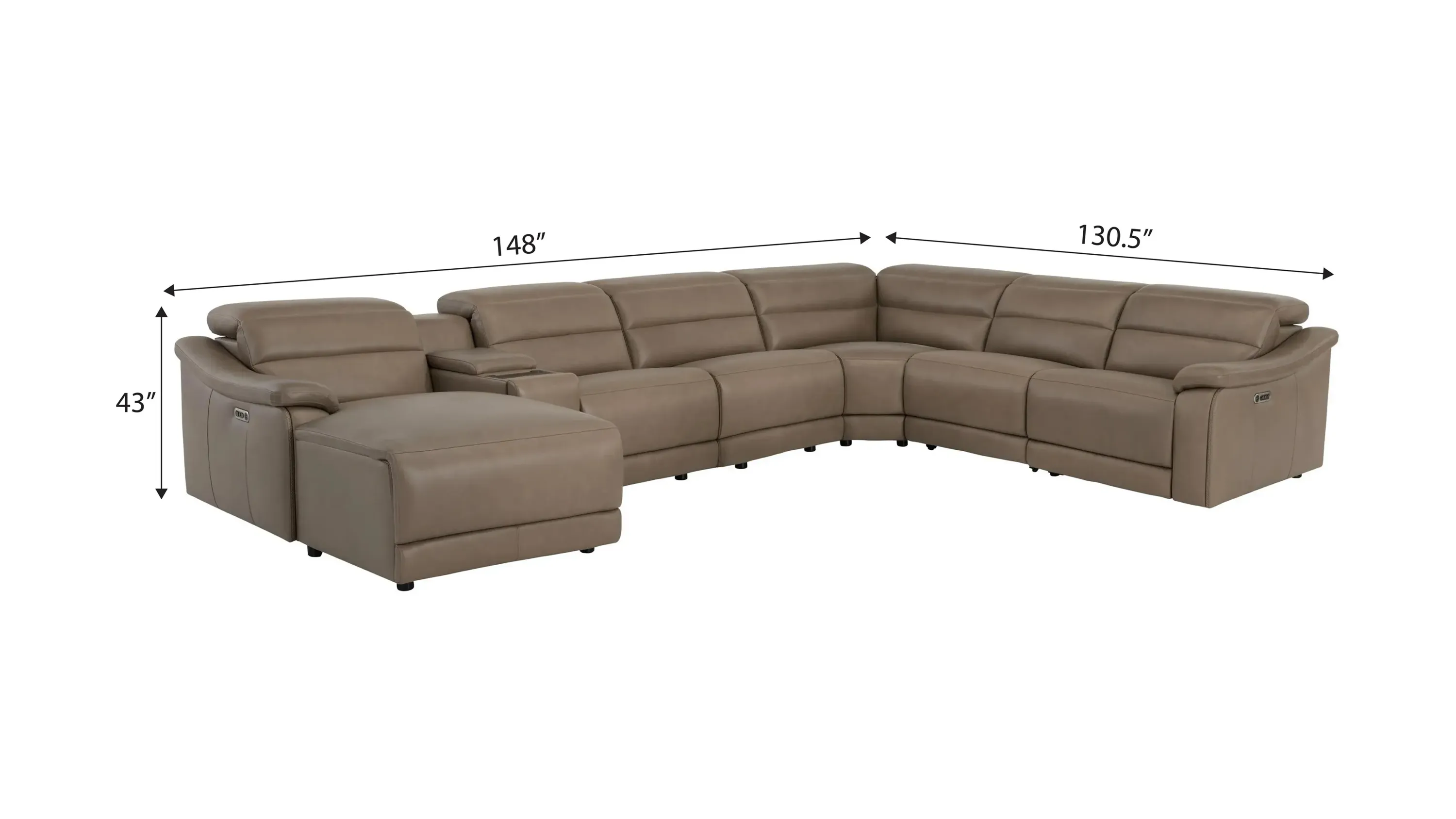 Tucker 7-pc. Triple Power Leather Sectional | Raymour & Flanigan
