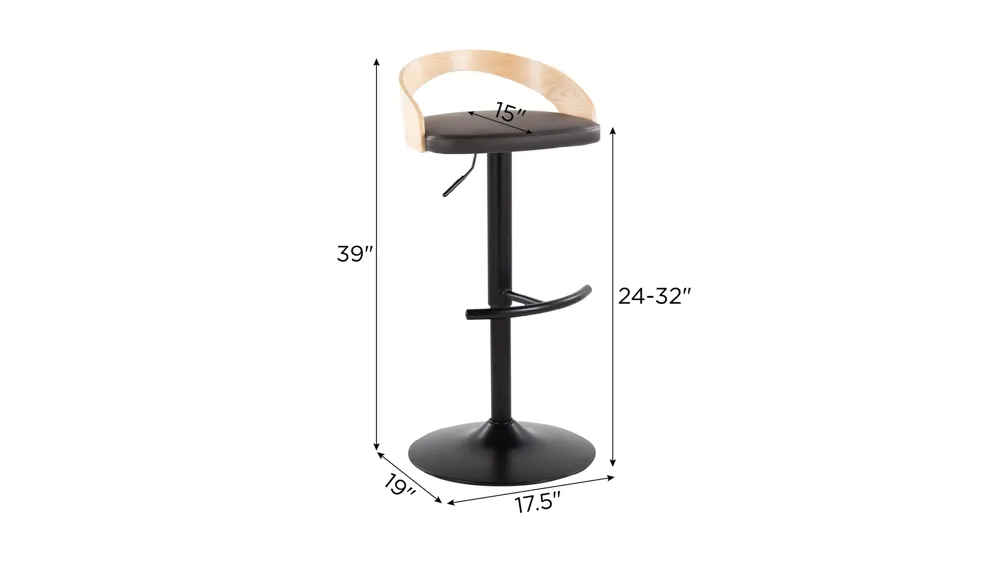 Grotto Adjustable Barstool - Set of 2 Dimensions