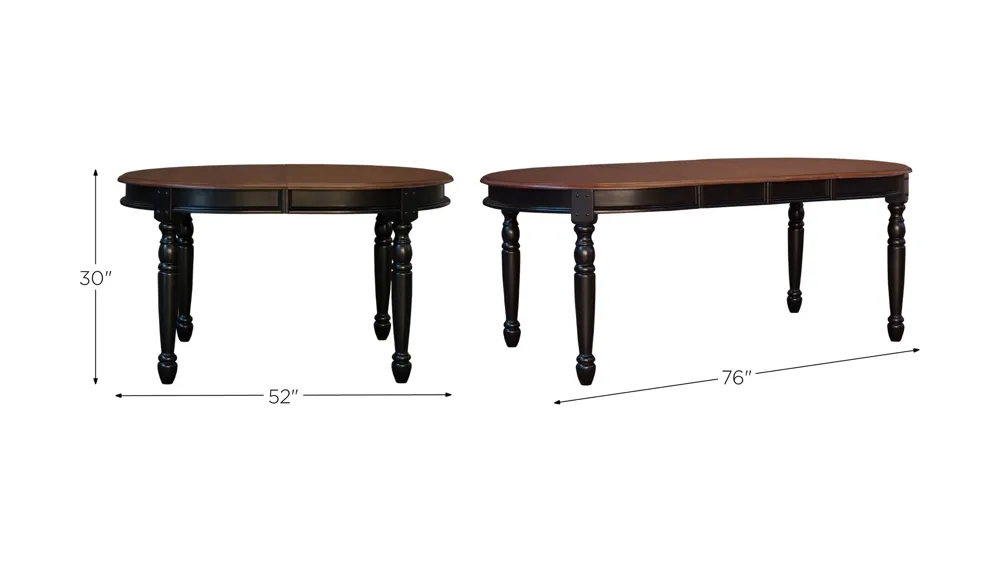 British Isles Oval Dining Table with Leaves Dimensions