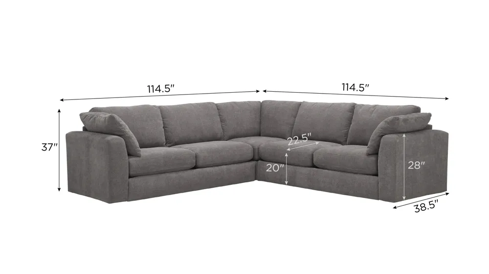 Nappily 3-pc. Sectional Dimensions