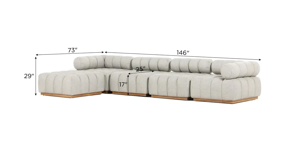 Roma Outdoor Sectional W/ Ottoman 5-pc. Dimensions