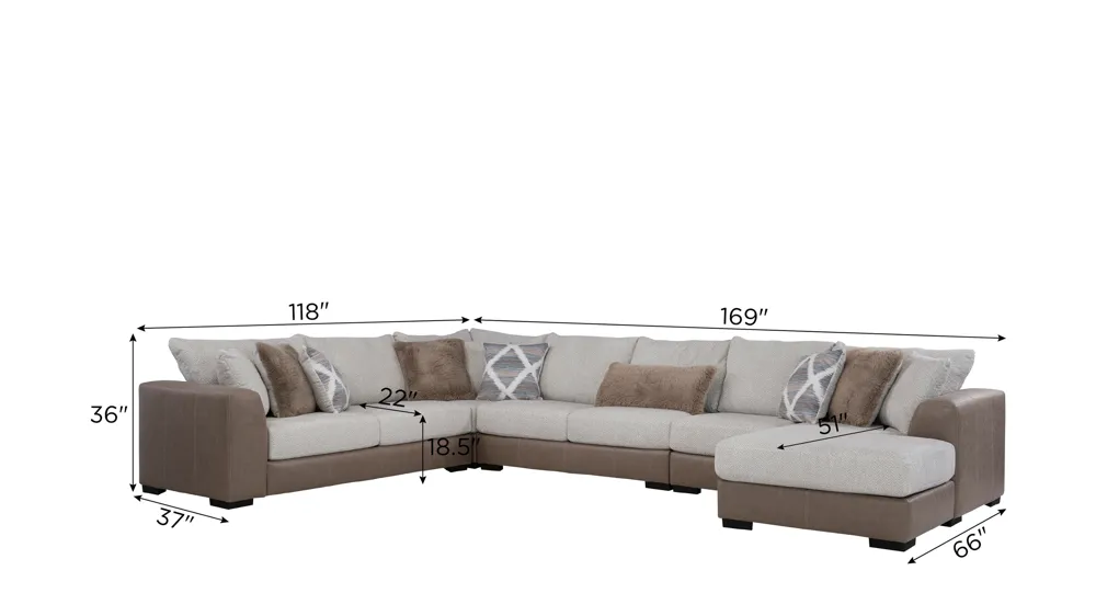 Mosley 5-pc. Sectional Dimensions