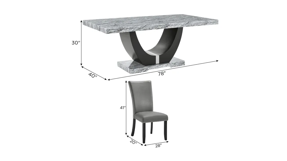 Lyra 5-pc. Dining Set Dimensions