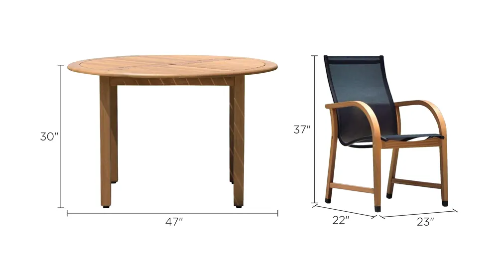 Lifestyle Garden Outdoor 5-pc. Round Dining Set Dimensions