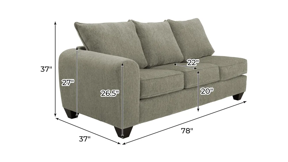 Jaden Left Arm Facing Sofa Dimensions