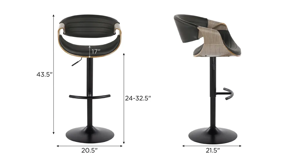 Symphony Adjustable Barstool - Set of 2 Dimensions