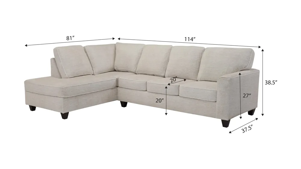Dune 2-pc. Sofa Chaise Dimensions