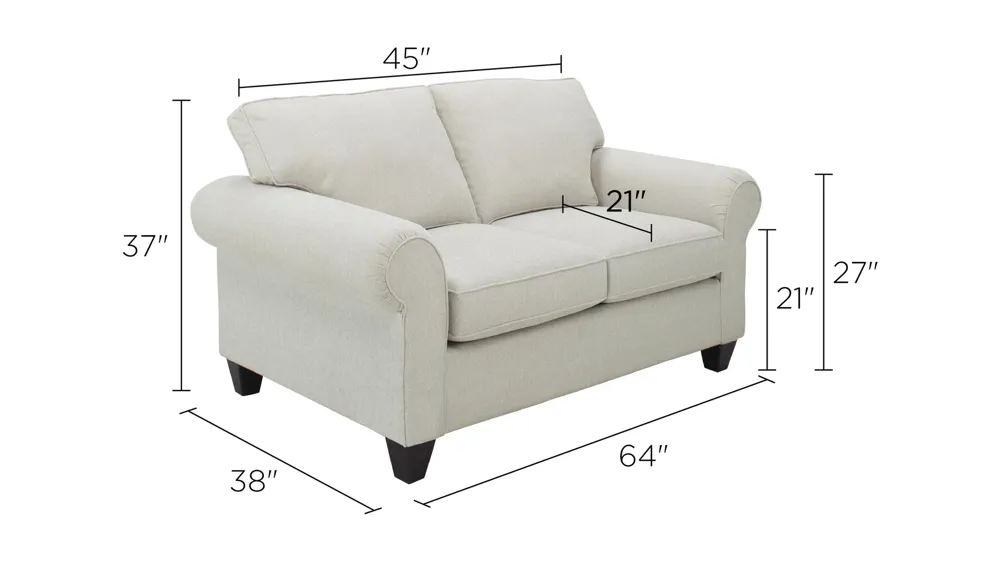 Saige Chenille Loveseat Dimensions