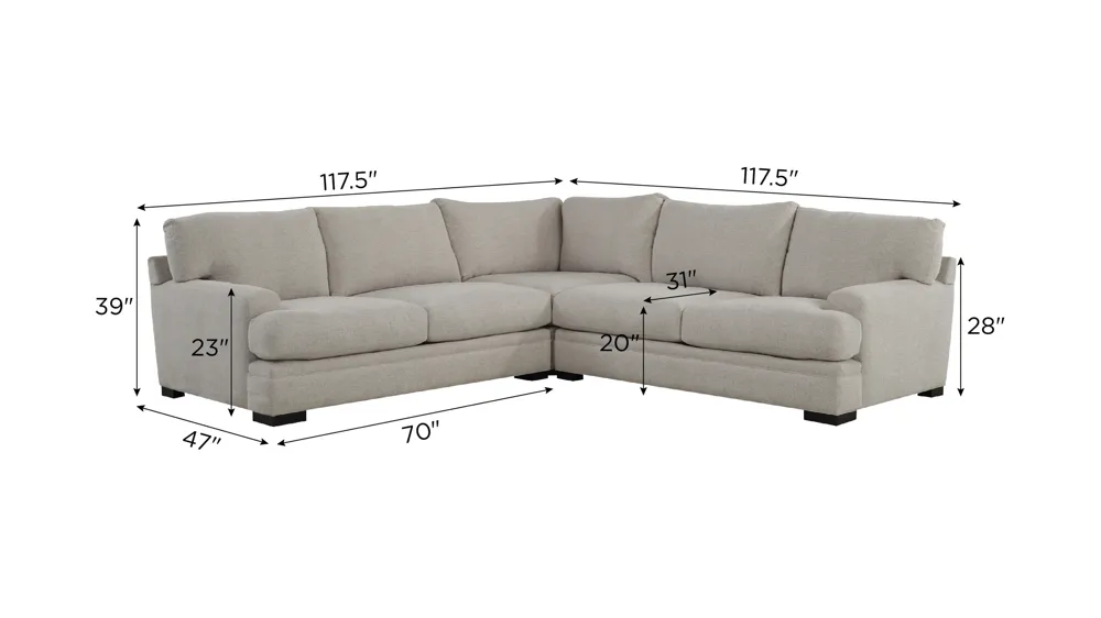 Bayside 3-pc. Sectional Sofa Dimensions