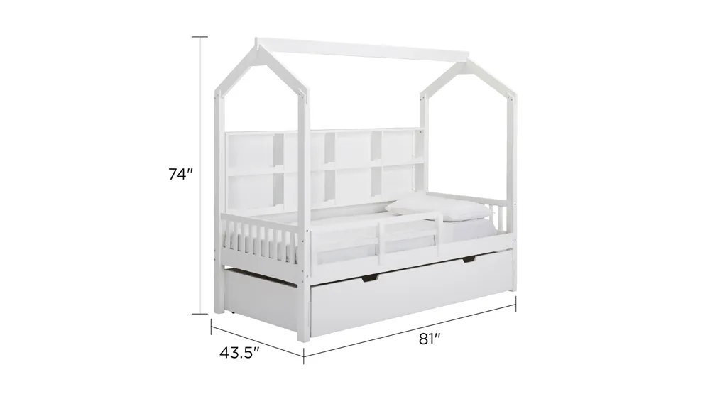 Skylar Treehouse Bed w/ Trundle & Guardrail Dimensions