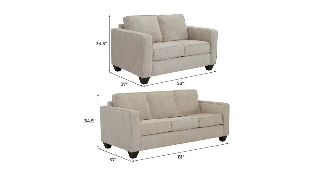 Odelle Living Room Set Dimensions
