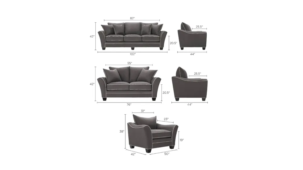 Briarwood Living Room Set Dimensions