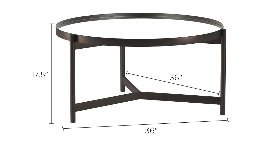 Kismet Round Coffee Table with Mirrored Top Dimensions