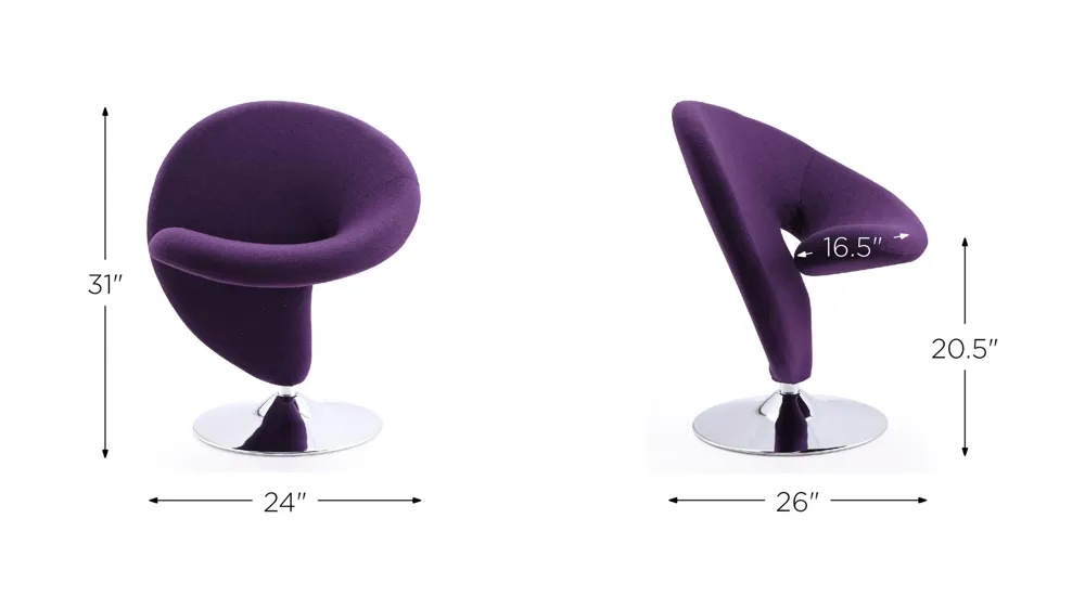 Curl Swivel Accent Chair (Set of 2) Dimensions