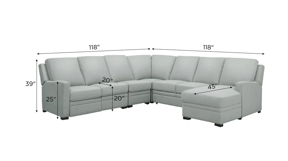 Poppy 5-pc. Power Sectional w/ Pop-Up Sleeper Dimensions