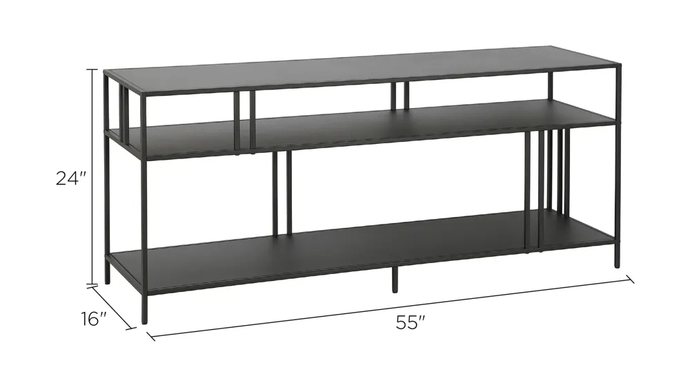 Moorhen TV Stand with Metal Shelves Dimensions