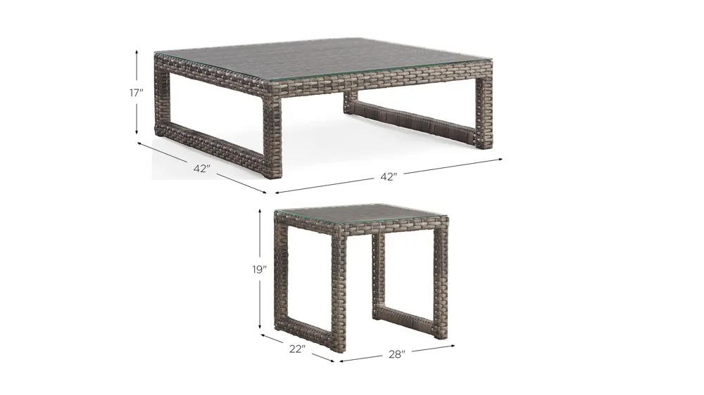 New Java 2-pc. Outdoor Square Table Set Dimensions