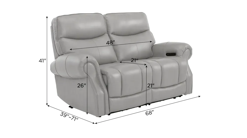 Brooks 2-pc. Zero Gravity Triple Power Loveseat Dimensions