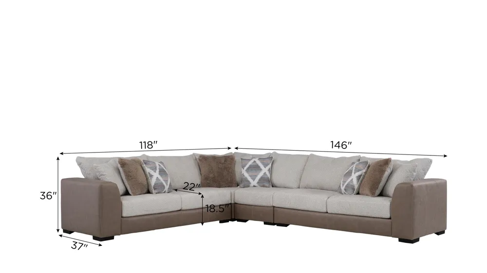 Mosley 4-pc. Sectional Dimensions