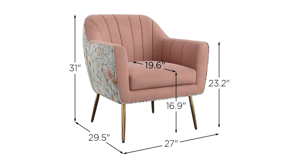 Ophelia Floral Print Accent Chair Dimensions