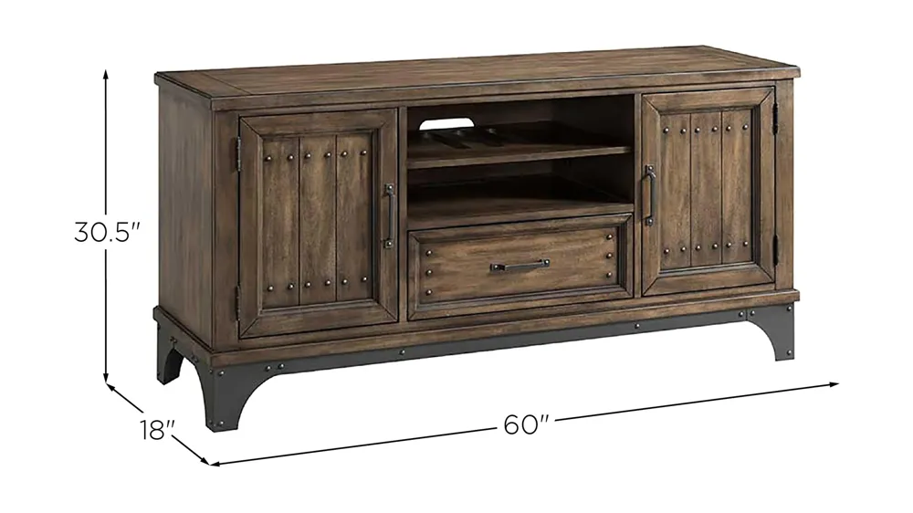 Whiskey River 60" TV Console Dimensions