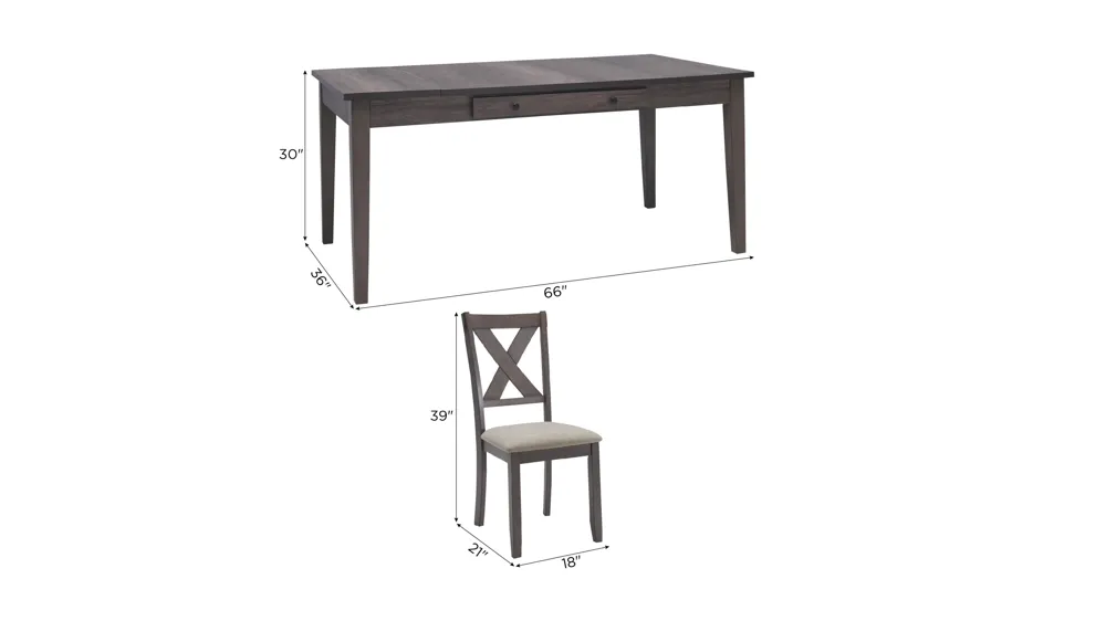 Melvin 5-pc. Dining Set Dimensions